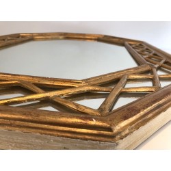 Miroir Octogonal en Bois Doré à Pare-Closes