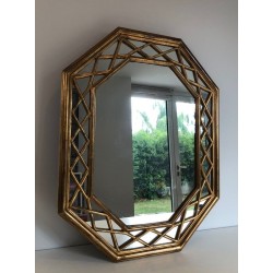 Giltwood Octagonal Mirror with Glazing-Bead Frame