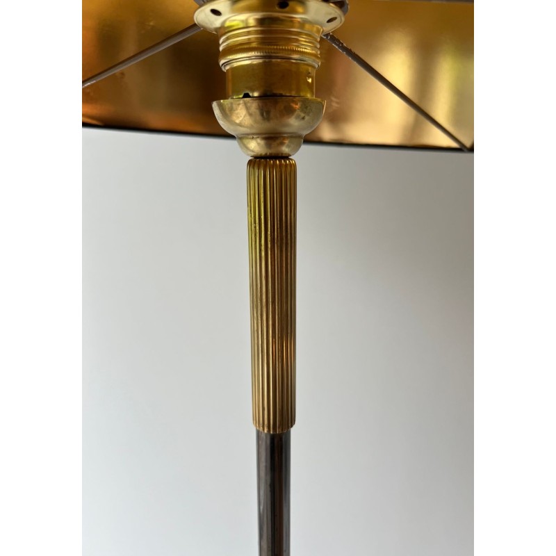 Lampadaire Design en Laiton et Patine Canon de Fusil, Travail Français, vers 1960