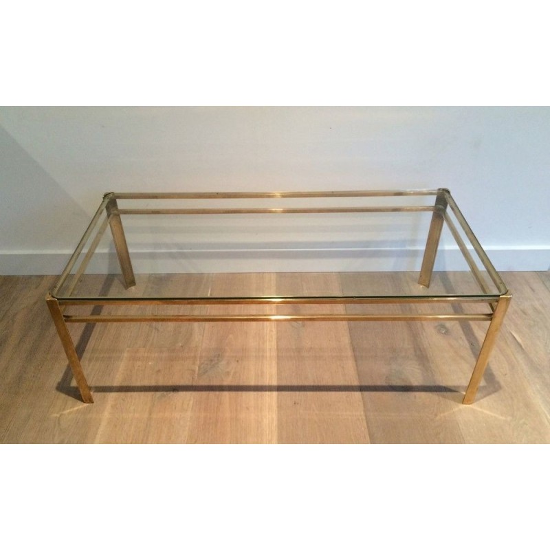 Bronze and Glass Coffee Table, Signed by Jacques Théophile Lepelletier, Stamped Broncz