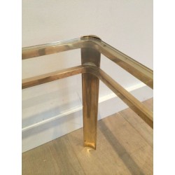 Bronze and Glass Coffee Table, Signed by Jacques Théophile Lepelletier, Stamped Broncz