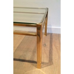 Bronze and Glass Coffee Table, Signed by Jacques Théophile Lepelletier, Stamped Broncz