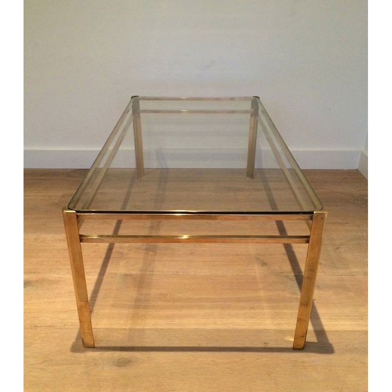 Bronze and Glass Coffee Table, Signed by Jacques Théophile Lepelletier, Stamped Broncz