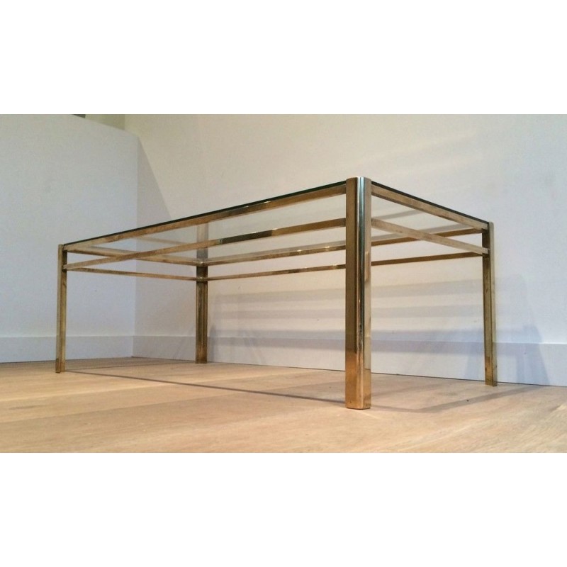 Bronze and Glass Coffee Table, Signed by Jacques Théophile Lepelletier, Stamped Broncz