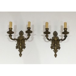 Pair of French Bronze Wall Sconces, circa 1920