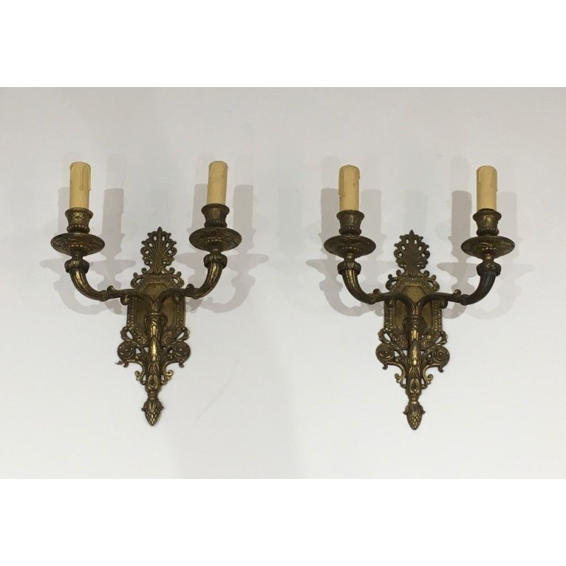 Pair of French Bronze Wall Sconces, circa 1920