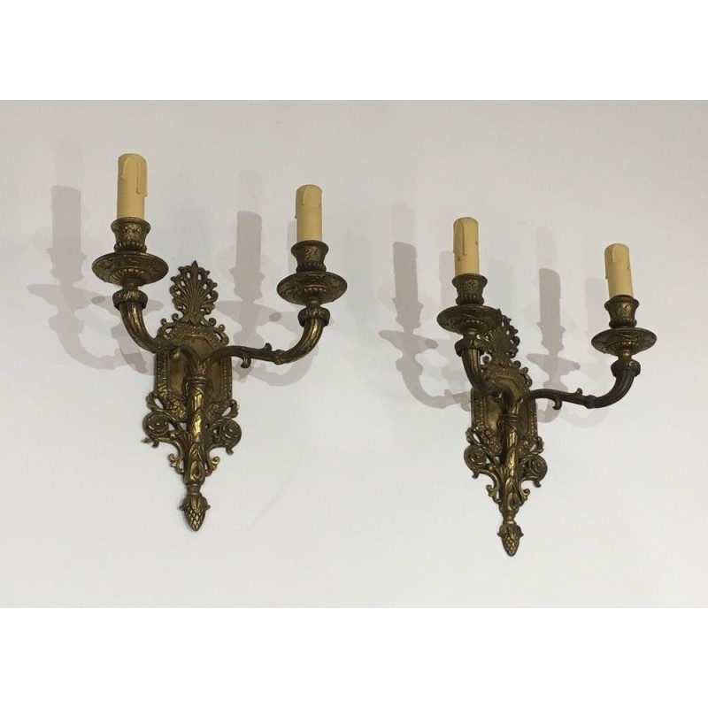 Pair of French Bronze Wall Sconces, circa 1920
