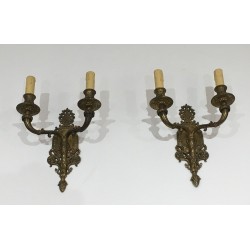 Pair of French Bronze Wall Sconces, circa 1920