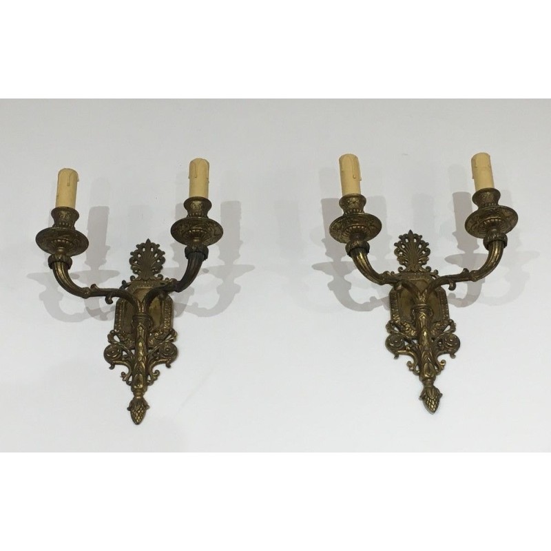 Pair of French Bronze Wall Sconces, circa 1920