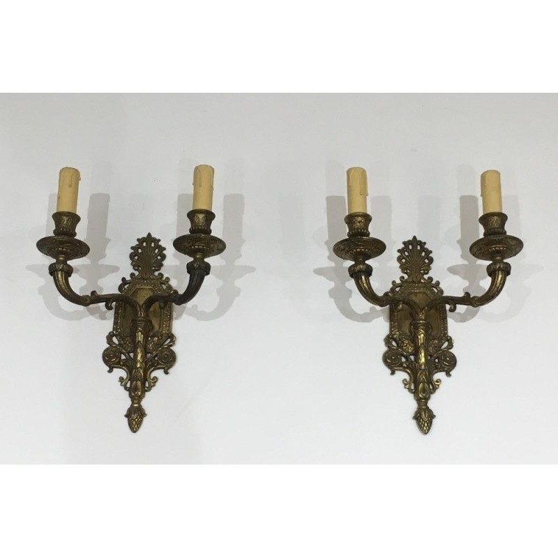 Pair of French Bronze Wall Sconces, circa 1920