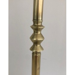 Neoclassical-Style Brass and Bronze Floor-Standing Ashtray with Fleur-de-Lis Decoration