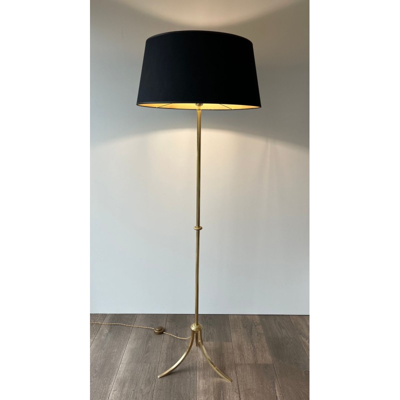Neoclassical Brass Floor Lamp by Maison Jansen, French Work, circa 1940