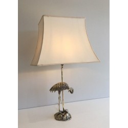 Silver-Plated Heron Table Lamp by Maison Baguès