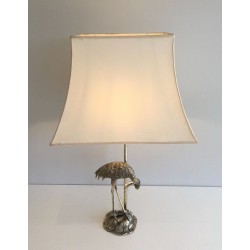Silver-Plated Heron Table Lamp by Maison Baguès