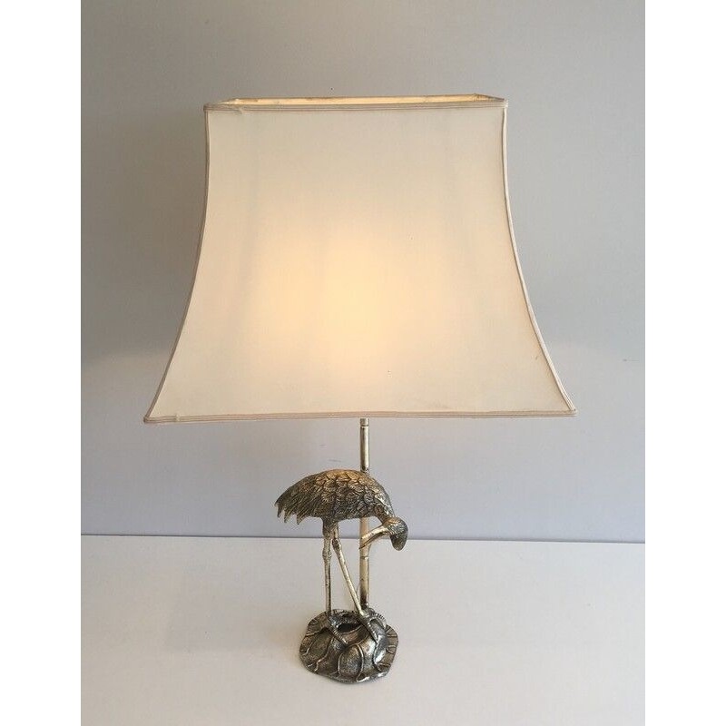 Silver-Plated Heron Table Lamp by Maison Baguès