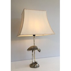 Silver-Plated Heron Table Lamp by Maison Baguès