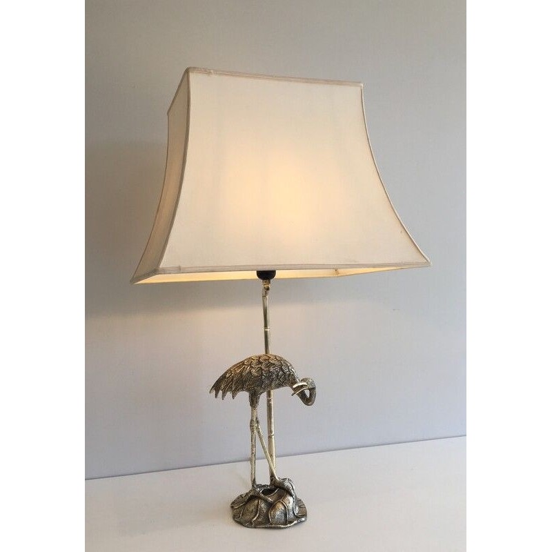 Silver-Plated Heron Table Lamp by Maison Baguès
