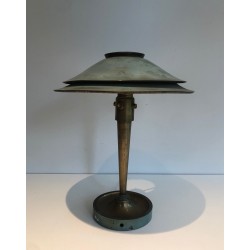 Art Déco Patinated Brass Desk Lamp, Manner of Jacques Quinet or Maison Perzel