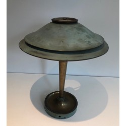 Lampe de Bureau Art Déco en Laiton Patiné, dans le Goût de Jacques Quinet ou de la Maison Perzel