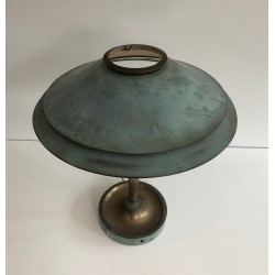 Lampe de Bureau Art Déco en Laiton Patiné, dans le Goût de Jacques Quinet ou de la Maison Perzel