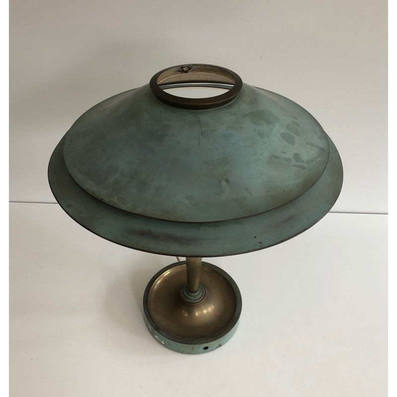 Art Déco Patinated Brass Desk Lamp, Manner of Jacques Quinet or Maison Perzel