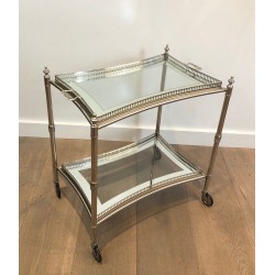 Neoclassical-Style Silver-Plated Drinks Trolley with Removable Trays