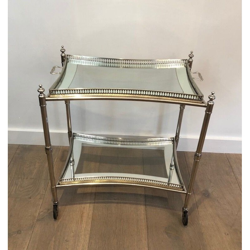 Neoclassical-Style Silver-Plated Drinks Trolley with Removable Trays