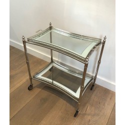Neoclassical-Style Silver-Plated Drinks Trolley with Removable Trays