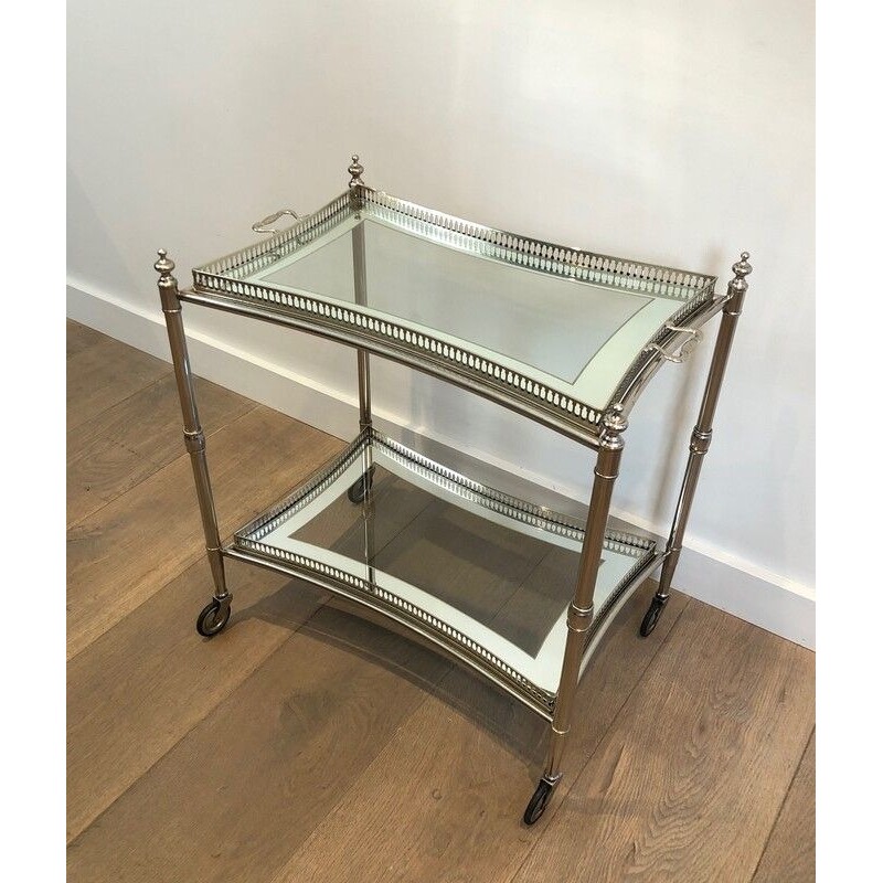 Neoclassical-Style Silver-Plated Drinks Trolley with Removable Trays