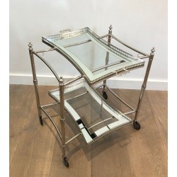 Neoclassical-Style Silver-Plated Drinks Trolley with Removable Trays
