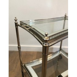 Neoclassical-Style Silver-Plated Drinks Trolley with Removable Trays