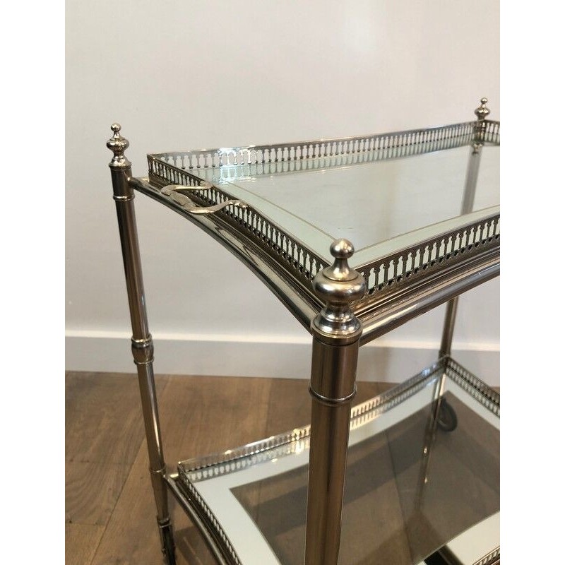 Neoclassical-Style Silver-Plated Drinks Trolley with Removable Trays
