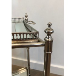 Neoclassical-Style Silver-Plated Drinks Trolley with Removable Trays