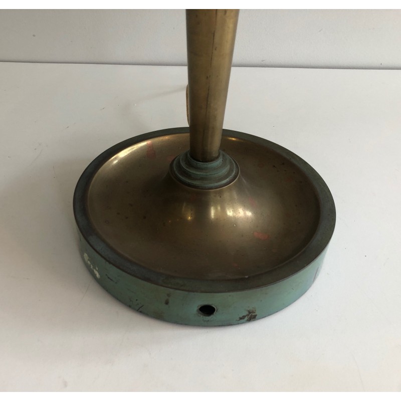Art Déco Patinated Brass Desk Lamp, Manner of Jacques Quinet or Maison Perzel