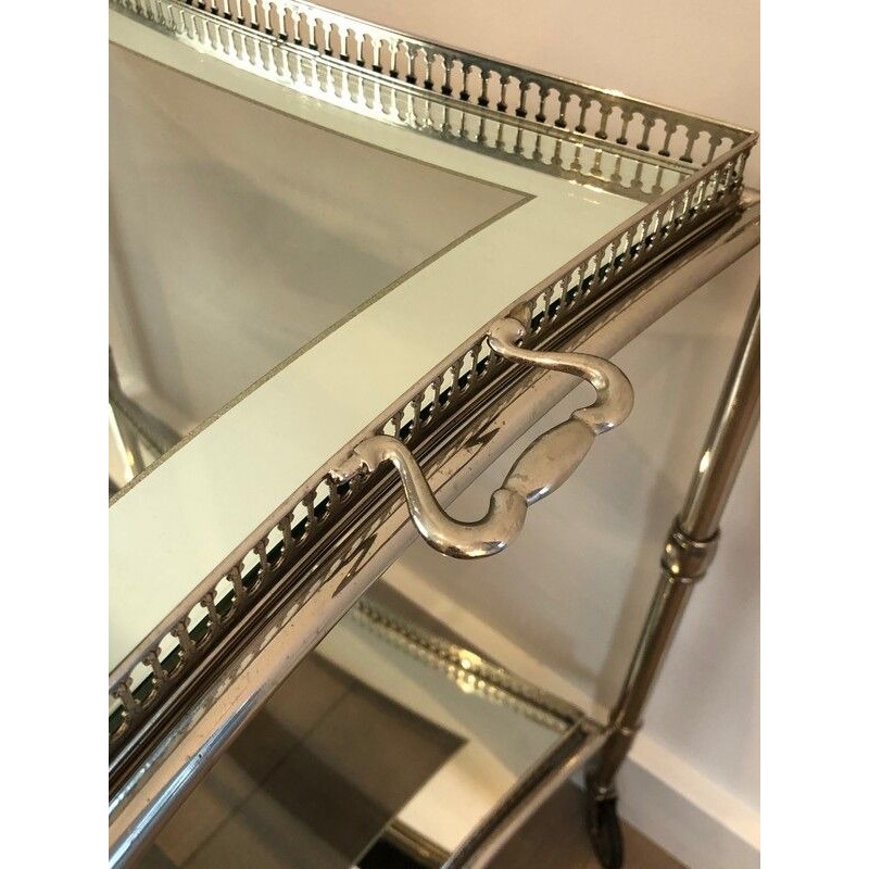 Neoclassical-Style Silver-Plated Drinks Trolley with Removable Trays