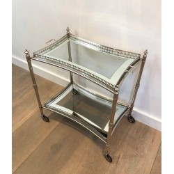 Neoclassical-Style Silver-Plated Drinks Trolley with Removable Trays