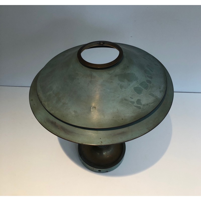 Lampe de Bureau Art Déco en Laiton Patiné, dans le Goût de Jacques Quinet ou de la Maison Perzel