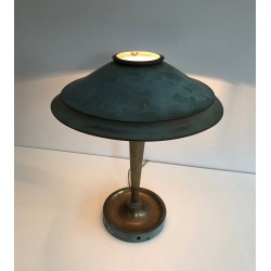 Lampe de Bureau Art Déco en Laiton Patiné, dans le Goût de Jacques Quinet ou de la Maison Perzel