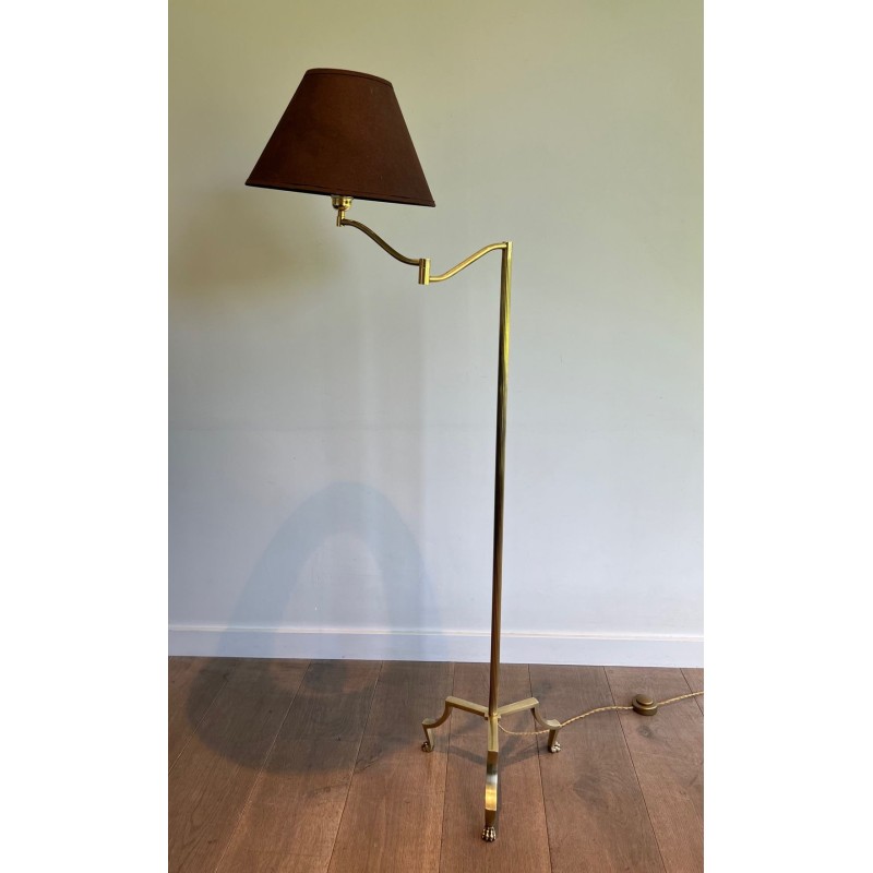 Lampe Liseuse Ajustable en Laiton à Pieds Griffes, Style Maison Jansen, vers 1940