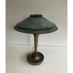 Art Déco Patinated Brass Desk Lamp, Manner of Jacques Quinet or Maison Perzel