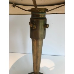 Lampe de Bureau Art Déco en Laiton Patiné, dans le Goût de Jacques Quinet ou de la Maison Perzel