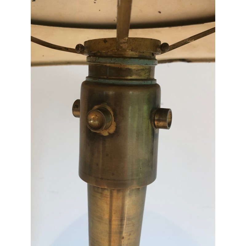 Art Déco Patinated Brass Desk Lamp, Manner of Jacques Quinet or Maison Perzel