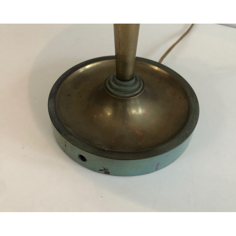 Art Déco Patinated Brass Desk Lamp, Manner of Jacques Quinet or Maison Perzel