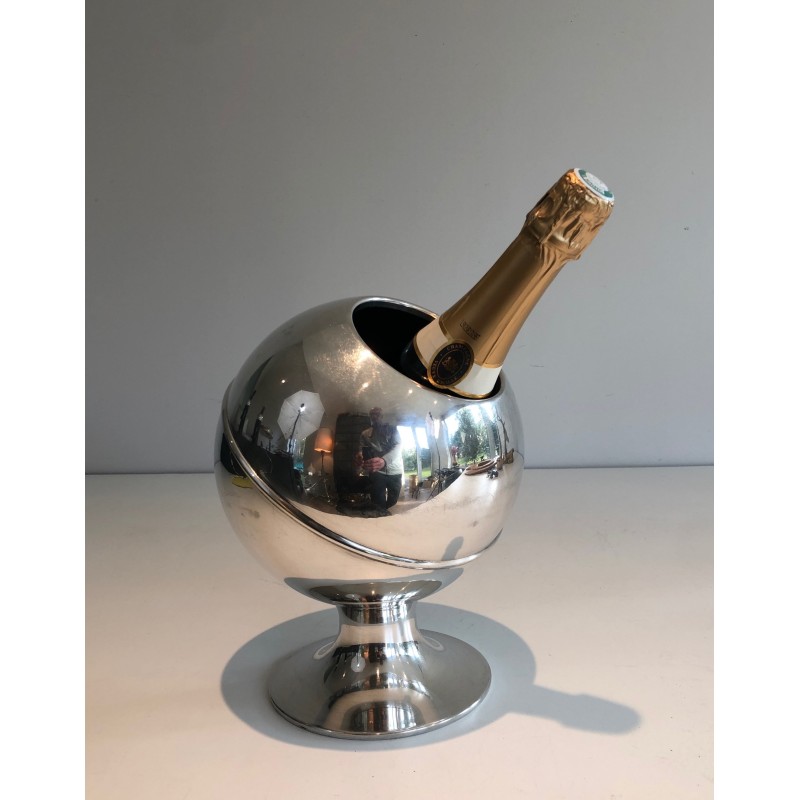 Seau à Champagne Chromé, Design Moderniste Français