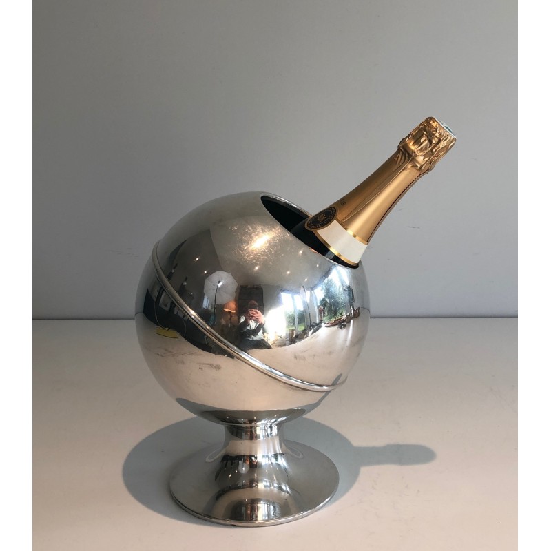 Seau à Champagne Chromé, Design Moderniste Français