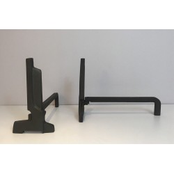Pair of French Modernist Cast Iron and Wrought Iron Andirons