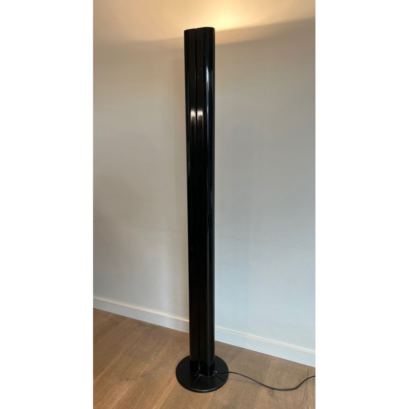 Lampadaire Halogène Megaron en Métal Laqué Noir, Gianfranco Frattini, vers 1980