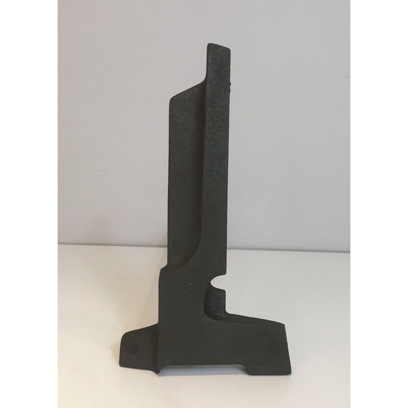 Paire de chenets Modernistes en Fonte et Fer