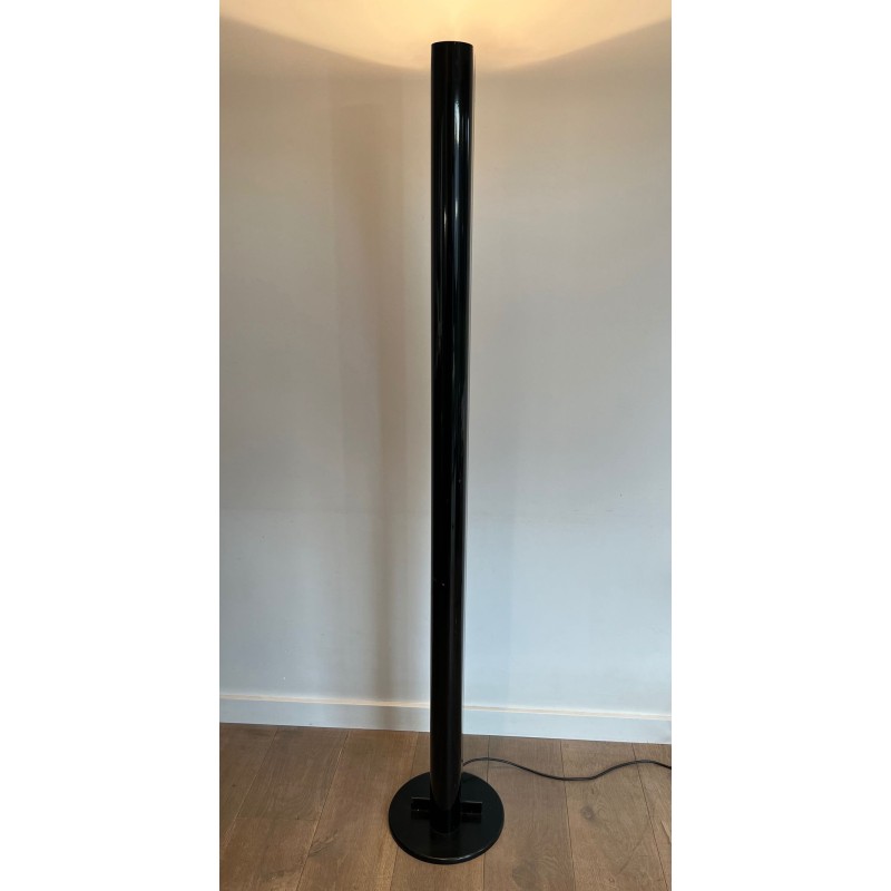 Megaron Halogen Floor Lamp in Black Lacquered Metal, Gianfranco Frattini, circa 1980
