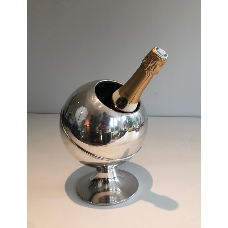 Seau à Champagne Chromé, Design Moderniste Français